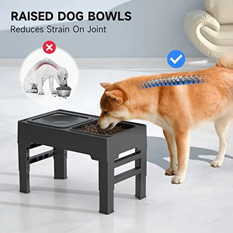 EazyEats ™ Elevated Non Spill Dog Bowl, Adjustable Height With Slow Feeder