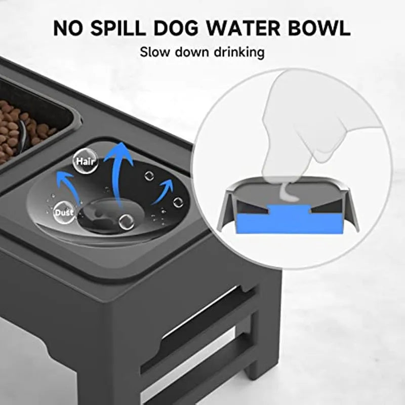 EazyEats ™ Elevated Non Spill Dog Bowl, Adjustable Height With Slow Feeder