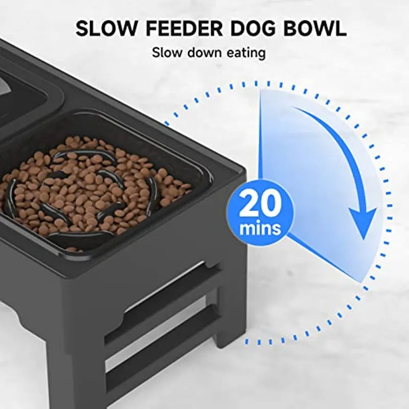 EazyEats ™ Elevated Non Spill Dog Bowl, Adjustable Height With Slow Feeder